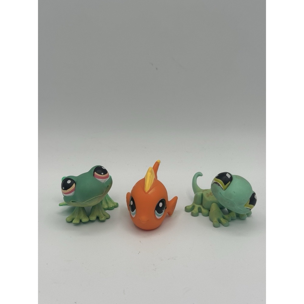 Littlest Pet Shop Lot Fish #72 Surprise, Frog #236 Motion, Gecko #492 Authentic